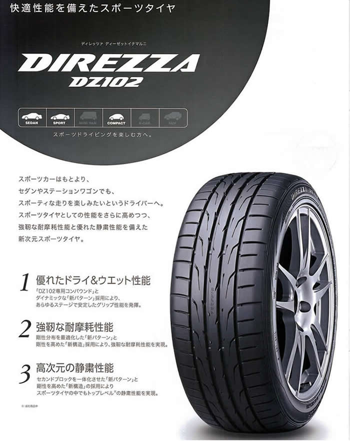 は自分にプチご褒美を 送料無料 ダンロップ サマータイヤ DUNLOP DIREZZA DZ102 ディレッツァDZ102 245 40R17 91W  4本